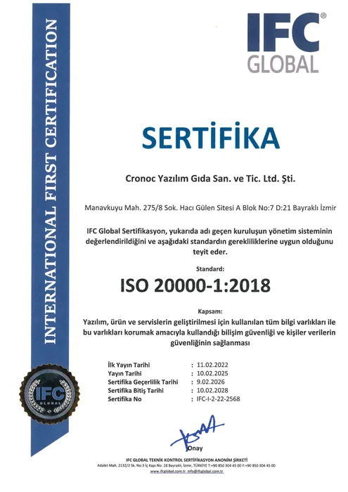 ISO/IEC 20000-1 Sertifikası